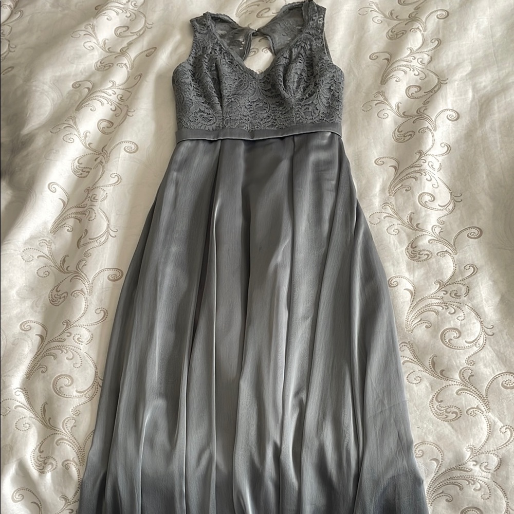 Gray Ruched Halter Gown for Prom
